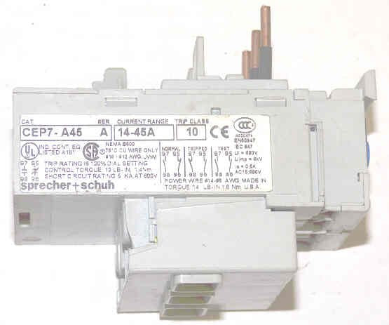 RELAY, OVERLOAD, 3 PHASE, DIRECT MOUNT, SPRECHER+SCHUH # CEP7-A45