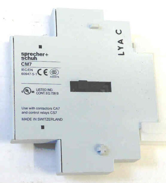 INTERLOCK, ELECTRO-MECHANICAL, 2 N.C. CONTACTS SPRECHER & SCHUH # CM7