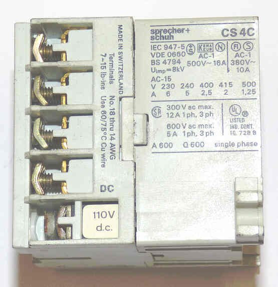 CONTACTOR, MINI, 2NO/2NC CONTACTS, 110 VdC COIL SPRECHER & SCHUH CS4C-22Z-110