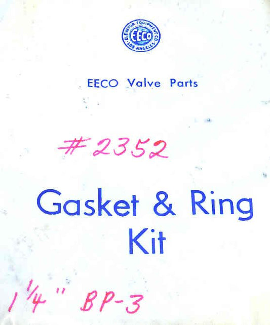 KIT, GASKET & SEAL, USED ON 1 1/4 BP-3 VALVE  EECO # 2352