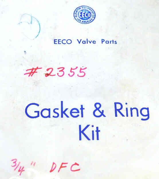 KIT, GASKET & SEAL, USED ON 3/4 DFC VALVE EECO # 2355