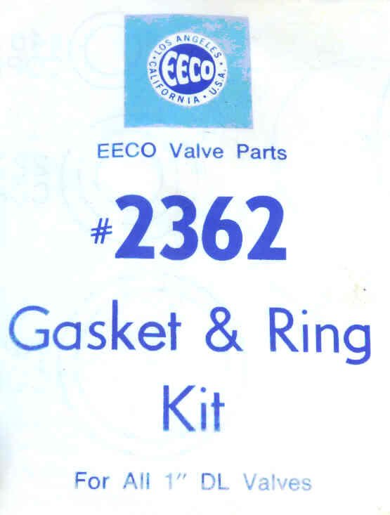 KIT, GASKET & SEAL, USED ON ALL 1 DL VALVES EECO # 2362