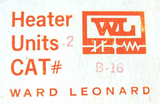 ELEMENT, HEATER, OVERLOAD, WARD LEONARD # B16
