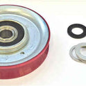 ROLLER, HANGER, 3 1/4 DIAMETER, STEEL W/ RED POLY SURFACE ADAMS G-410