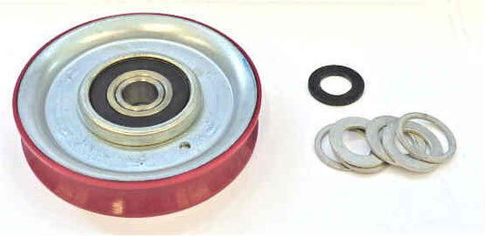 ROLLER, HANGER, 3 1/4 DIAMETER, STEEL W/ RED POLY SURFACE ADAMS G-410