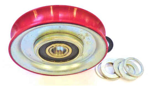 ROLLER, HANGER, 3 1/4 DIAMETER, STEEL W/ RED POLY SURFACE ADAMS G-410