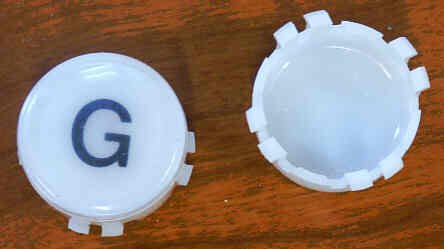 INSERT BUTTON & CAP MARKED G EXTENDED HEIGHT ADAMS # ASA452A CA SERIES