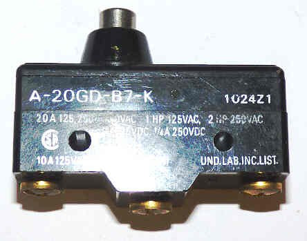 SWITCH, MICRO, SPDT, TOP PLUNGER ACTUATED OMRON # A20GD-B7-K