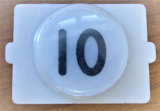 BUTTON, E LINE, WAFER, CLEAR CAP, MARKED 10 IN BLACK WESTINGHOUSE # 323C855H10