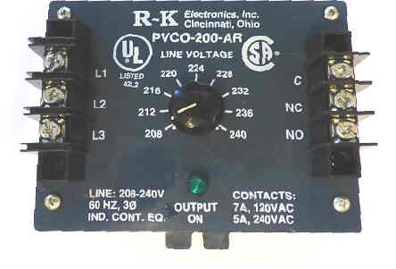 MONITOR, VOLTAGE, 3 PHASE, 208-240 VAC R-K # PVCO-200-AR