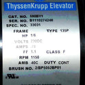 MOTOR, DOOR OPERATOR, 1/6 HP, 1140 RPM, 230VDC, CLOSED LOOP TKE #9872070