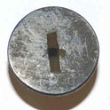 BUTTON, BLANK, BLACK, 3/4 X 7/16 TOP, 1 X 1/8 FLAT BASE, CENTER KEYHOLE
