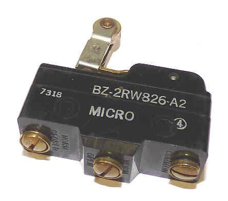 SWITCH, MICRO, SPDT, 15A, ROLLER ACTUATED MICROSWITCH # BZ-2RW826-A2