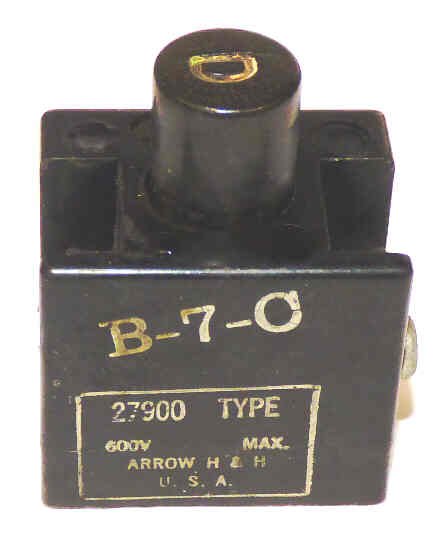 BUTTON, BLACK, D 5/8 X 3/4 TOP, 4 N.O. CONTACTS, AH & H # 27900 B7C