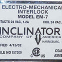 INTERLOCK, RIGHT HAND, AS SHOWN, INCLINATOR # EM-7