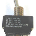 SWITCH, TOGGLE, 3PST, 17 AMP @ 125 VAC QUICK CONNECT TERMINALS CARLING # 2LMY9