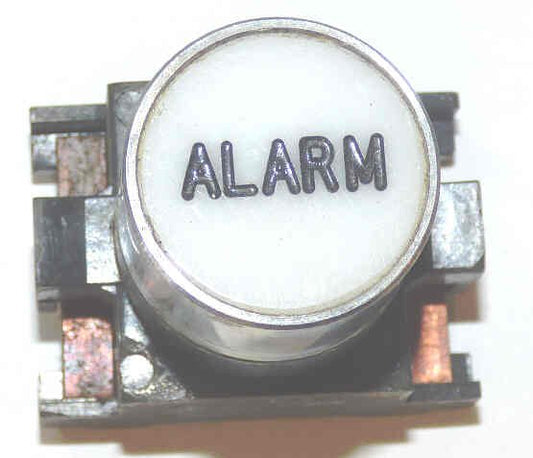 BUTTON, TOP, WHITE WITH BLACK HORIZONATAL ALARM ARMOR # B761007