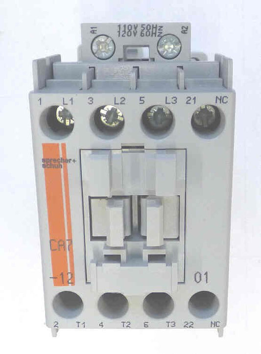 CONTACTOR, 12A, 3P, 1NO, 110/120VAC, SPRECHER & SCHUH CA7-12-01-120