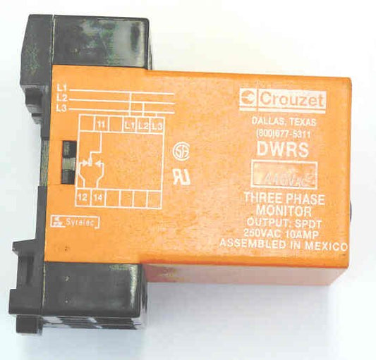 RELAY, 3 PHASE MONITO , 220 VAC CROUZET SYRELEC # DWRS