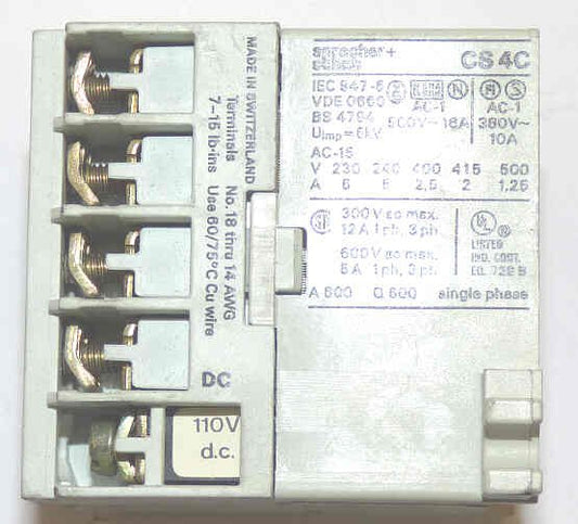 CONTACTOR, MINI, 4NO CONTACTS, 110 VDC COIL SPRECHER & SCHUH CS4C-40E-110