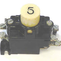 BUTTON, ASSEMBLY, WHITE. MARKED # 5, CURTIS # T1428 2