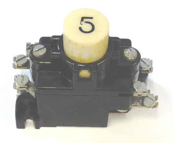BUTTON, ASSEMBLY, WHITE. MARKED # 5, CURTIS # T1428 2