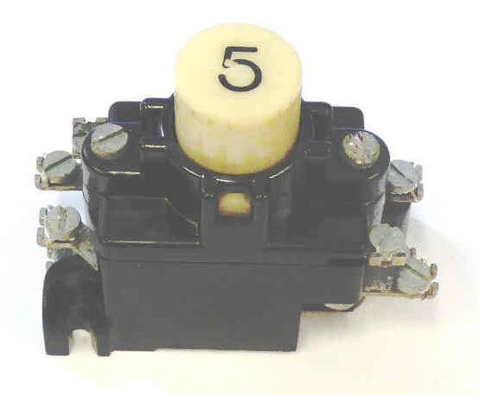 BUTTON, ASSEMBLY, WHITE. MARKED # 5, CURTIS # T1428 2