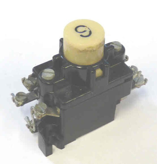 BUTTON, ASSEMBLY, WHITE. MARKED # 6, CURTIS # T1428 2