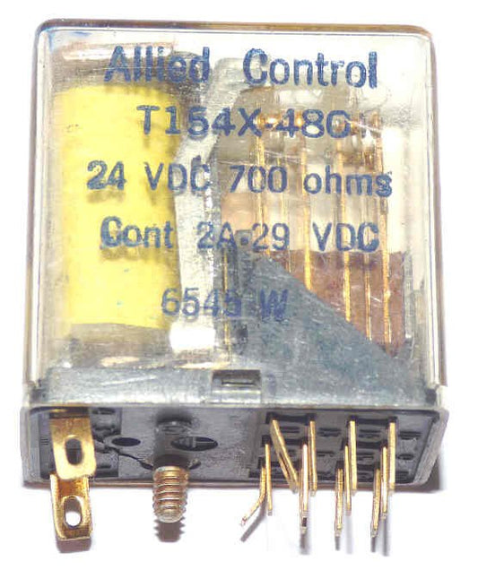RELAY, DPDT, 24 VDC, 700 OHM COIL, ALLIED # 154X 480