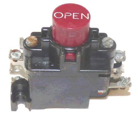 BUTTON, ASSEMBLY, RED, MARKED OPEN CURTIS # T1428 2