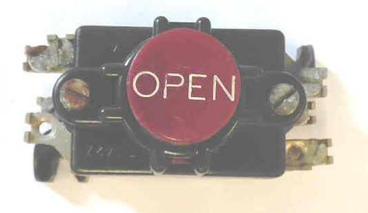BUTTON, ASSEMBLY, RED, MARKED OPEN CURTIS # T1428 2
