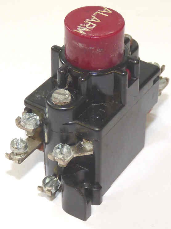 BUTTON, ASSEMBLY, RED, MARKED ALARM CURTIS # T1428 2