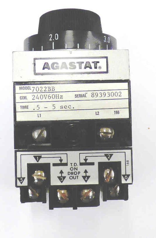 TIMER, .5 TO 5 SECONDS, OFF DELAY, 220 VAC AGASTAT # 7022BB