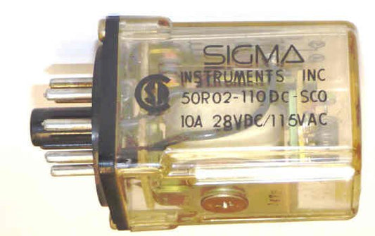RELAY, 110 DC 50R02-110DC-SCO FORM C, 8 PIN OCTAL,SIGMA 50R02-110DC-SCO