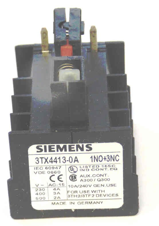 CONTACT, AUXILIARY, 1 N.O./ 3 N.C CONTACT FRONT MOUNT SIEMENS #3TX4-413-0A