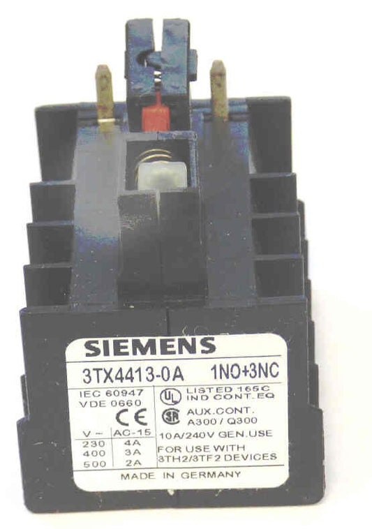 CONTACT, AUXILIARY, 1 N.O./ 3 N.C CONTACT FRONT MOUNT SIEMENS #3TX4-413-0A