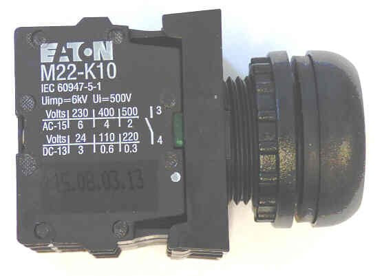 PUSHBUTTON, RED, MARKED DOWN, 2 N.O. / 1 N.C. CONTACT EATON CUTLER HAMMER