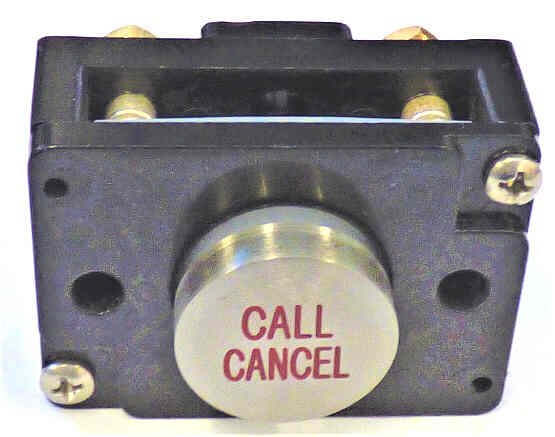 BUTTON, MONITOR, NON-ILLUMINATED, SS MARKED CALL CANCEL IN RED