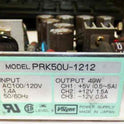 POWER SUPPLY, 100-120V INPUT, 5 TO 12V @ .5-5A. OUTPUT VOLGEN # PRK 50U-1212