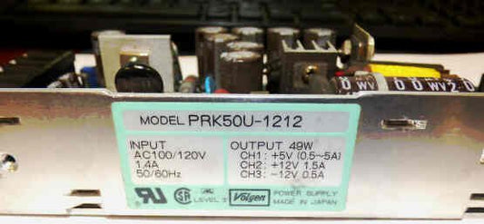 POWER SUPPLY, 100-120V INPUT, 5 TO 12V @ .5-5A. OUTPUT VOLGEN # PRK 50U-1212
