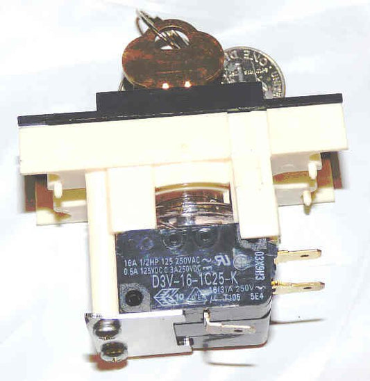 SWITCH. KEYED, ON-OFF, SQUARE, HORIZONTAL, V7 FIXTURES, DOVER # 9746110