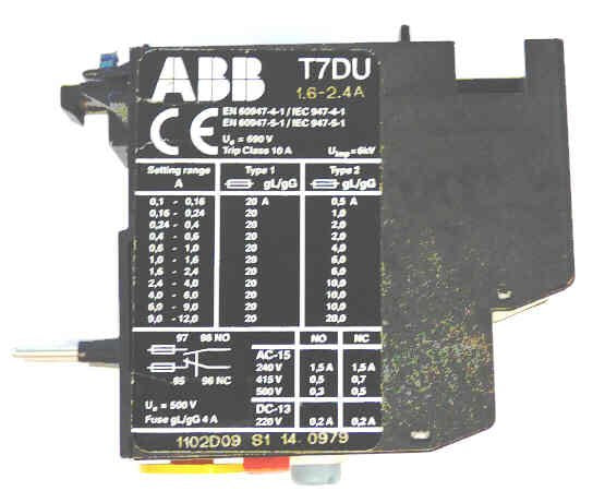 RELAY, OVERLOAD, 1.6-2.4 AMP ABB # T7DU-1.6-2.4