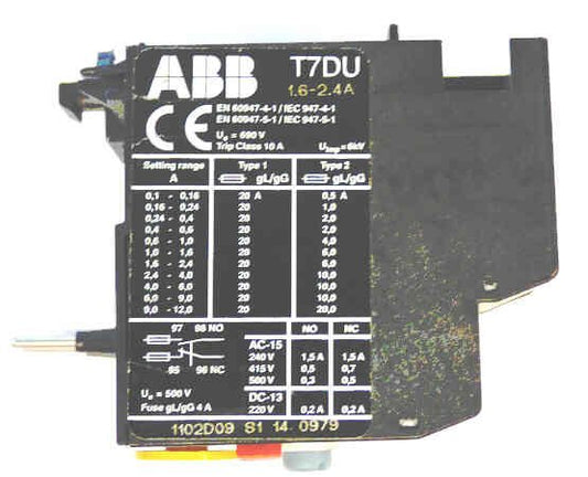 RELAY, OVERLOAD, 1.6-2.4 AMP ABB # T7DU-1.6-2.4