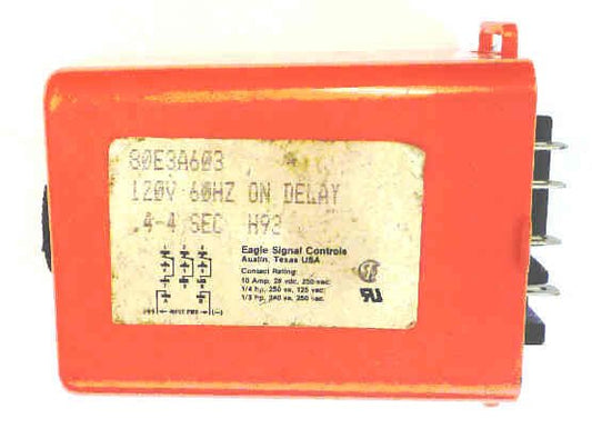 TIMER, KUP BASE, .4 TO 4 SECONDS, 120VAC, EAGLE SIGNAL PEELLE #-079402
