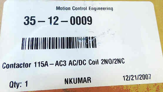 CONTACTOR, 3 POLE, 110-20 VAC, 360A  MCE# 35-12-0009 SIEMENS# 3RT1024-6AF36