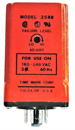 RELAY, REVERSE PHASE, 160-240 VAC, 3 PHASE, 8 PIN OCTAL BASE PART # 258B