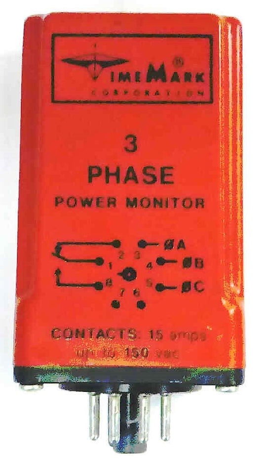 RELAY, REVERSE PHASE, 160-240 VAC, 3 PHASE, 8 PIN OCTAL BASE PART # 258B
