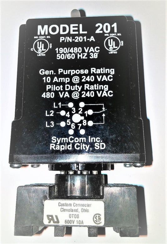 RELAY, REVERSE PHASE, 220-440 VAC, 3 PHASE, 8 PIN OCTAL BASE PART # 201A