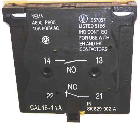 CONTACT, MODULE, AUX. 1 N.O/N.C. CONTACT, EK550 & EK1000  ABB #CAL16-11A