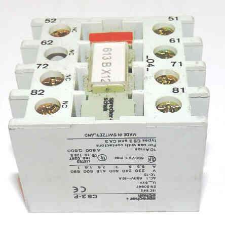 CONTACT, AUXILLARY, 4 N.C.CONTACTS SPRECHER & SCHUH, OTIS # 613BX12